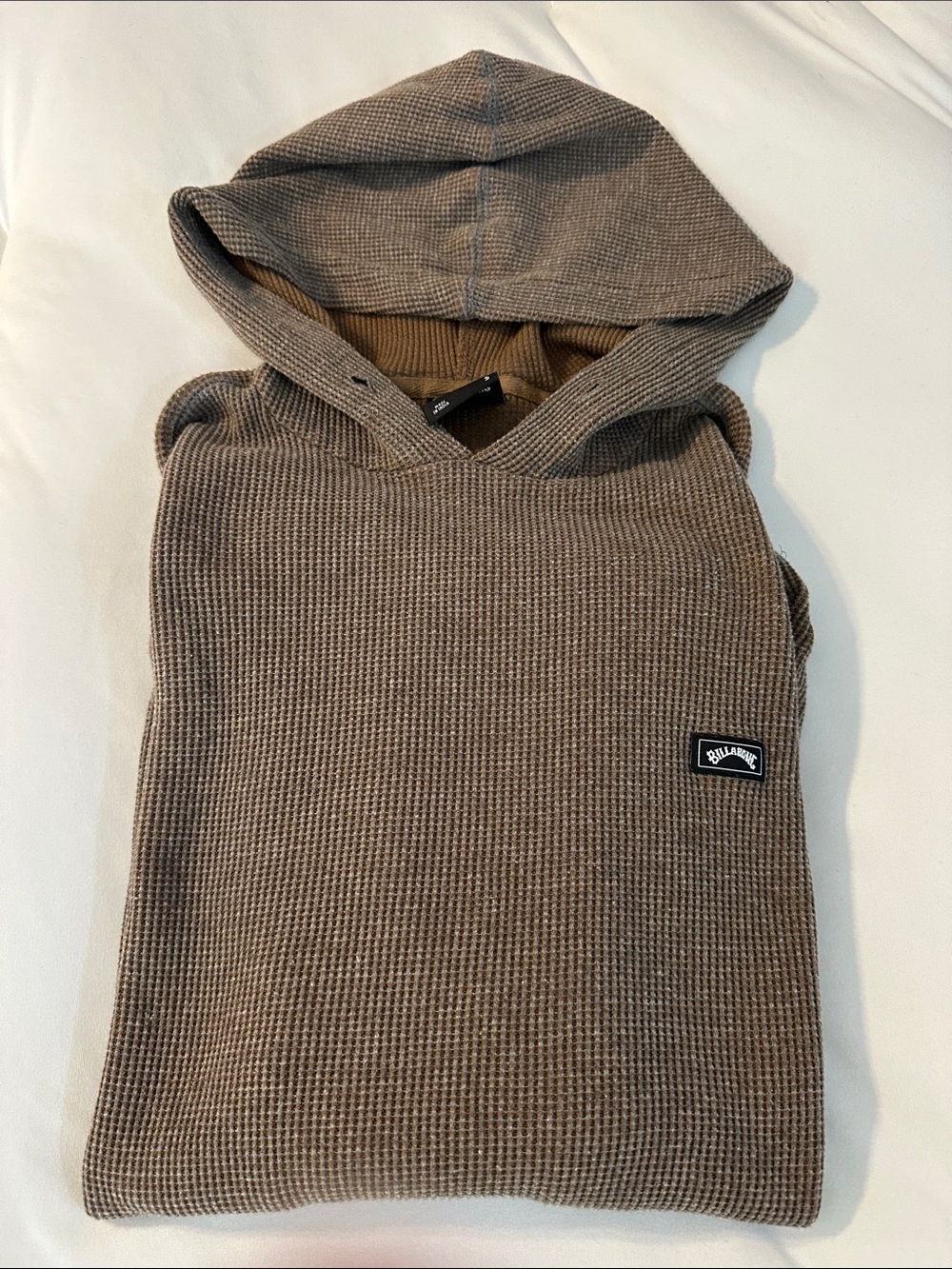 Billabong Brown Waffle-Knit Hooded Long Sleeve Shirt